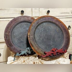 Vintage-style weathered metal decorative plate